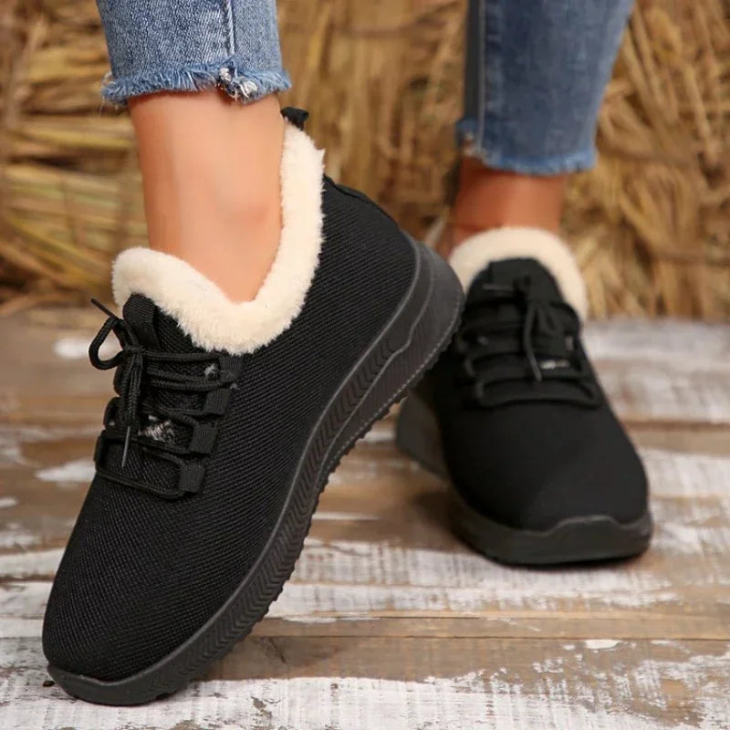 Winter Boots New Warm Thicken Snow Boots Lace Up Ankle Boots Non Slip Plush Fur Shoes Keep Warm Ankle Botas Plus Size