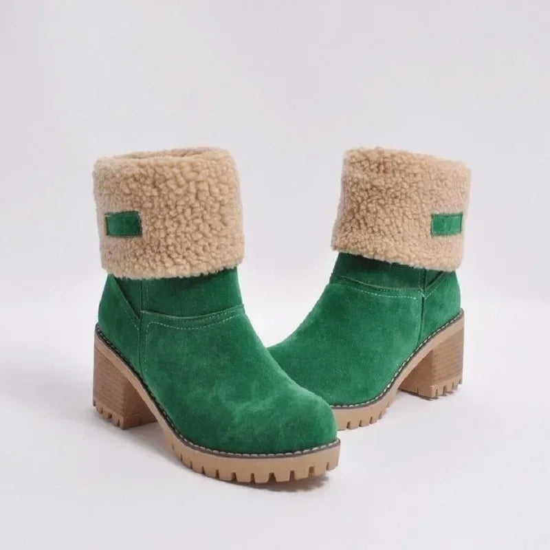 Winter Fur Warm Snow Boots Ladies Warm Wool Booties Ankle Boot Comfortable Shoes Plus Size Casual Mid Boots