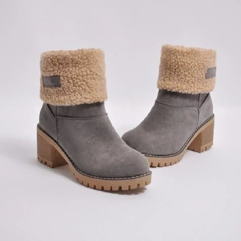 Winter Fur Warm Snow Boots Ladies Warm Wool Booties Ankle Boot Comfortable Shoes Plus Size Casual Mid Boots
