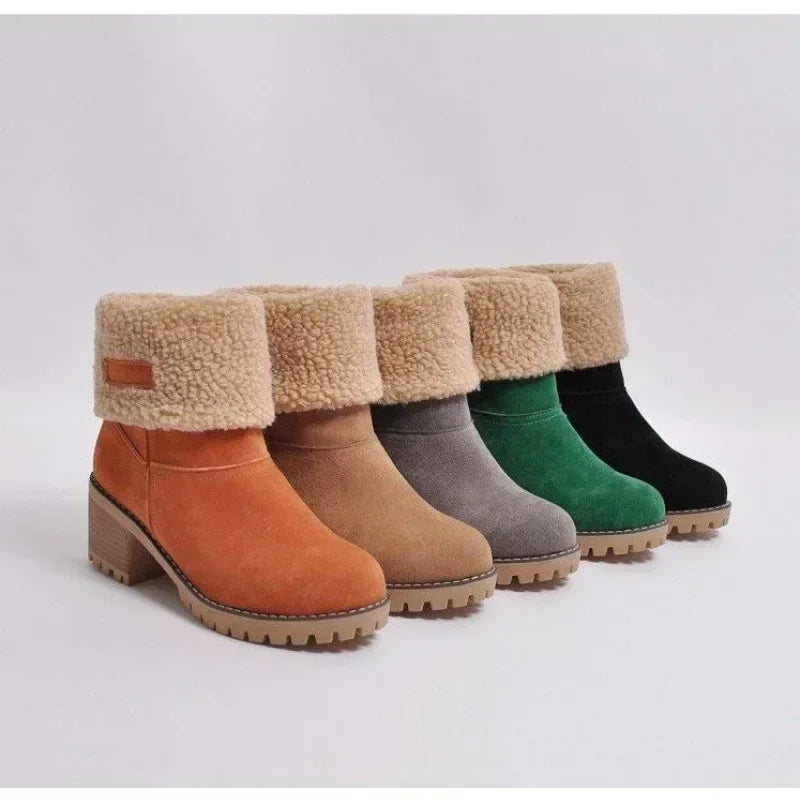 Winter Fur Warm Snow Boots Ladies Warm Wool Booties Ankle Boot Comfortable Shoes Plus Size Casual Mid Boots