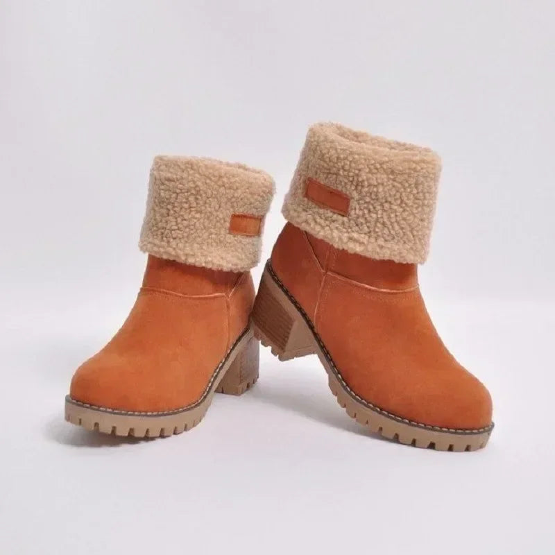 Winter Fur Warm Snow Boots Ladies Warm Wool Booties Ankle Boot Comfortable Shoes Plus Size Casual Mid Boots