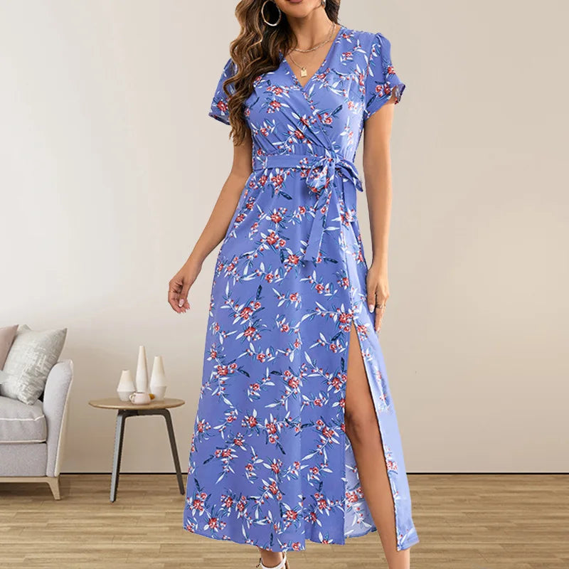 Floral Slit Boho Midi Dress