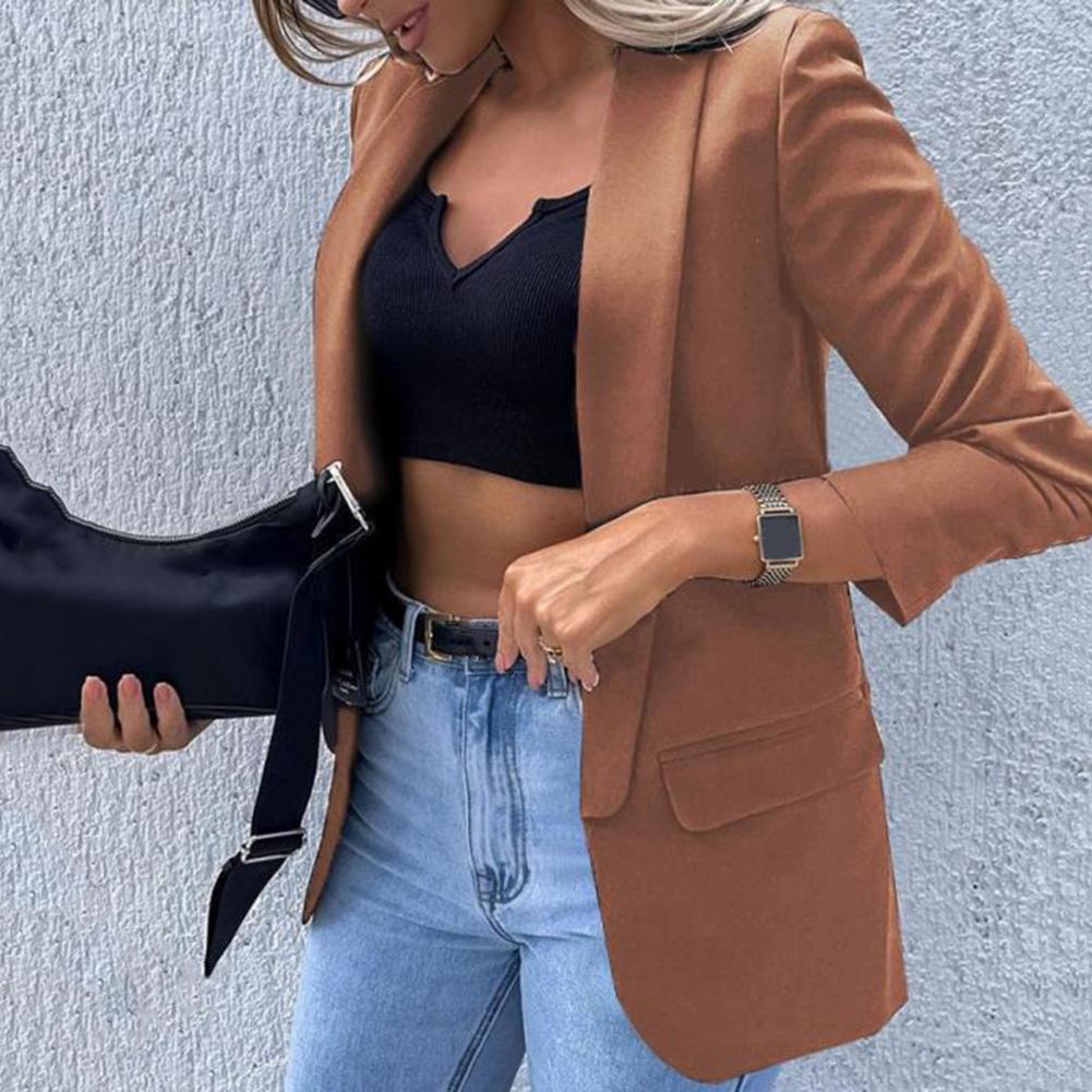 Long Sleeve Flap Pockets Blazer