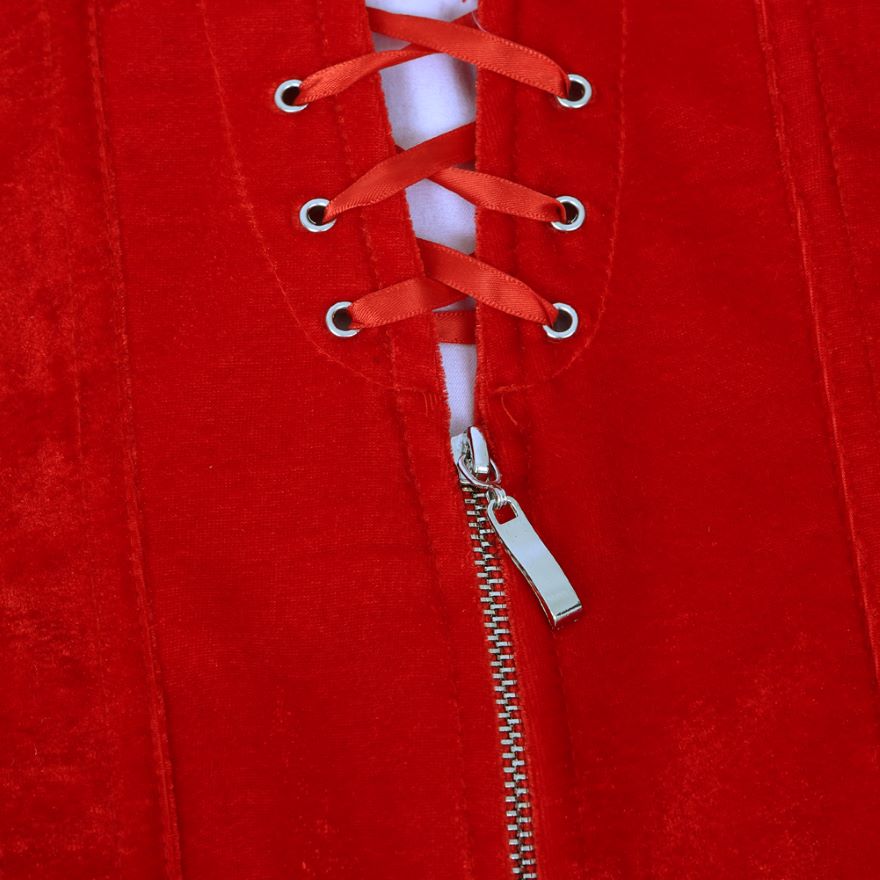 Christmas Overbust Corset Top Straps Lace Up Zipper Corsets Bustiers