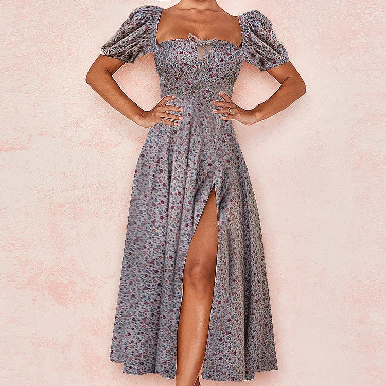 Floral Spring French Backless Slim-fit Halter Trending Midi Dresses