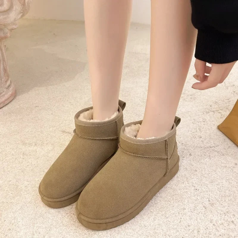 Women's Shoes Australian Boots Winter Footwear Round Toe Flat Heel Boots-Fashion Snow Low Ladies Ankle Cotton 36-42