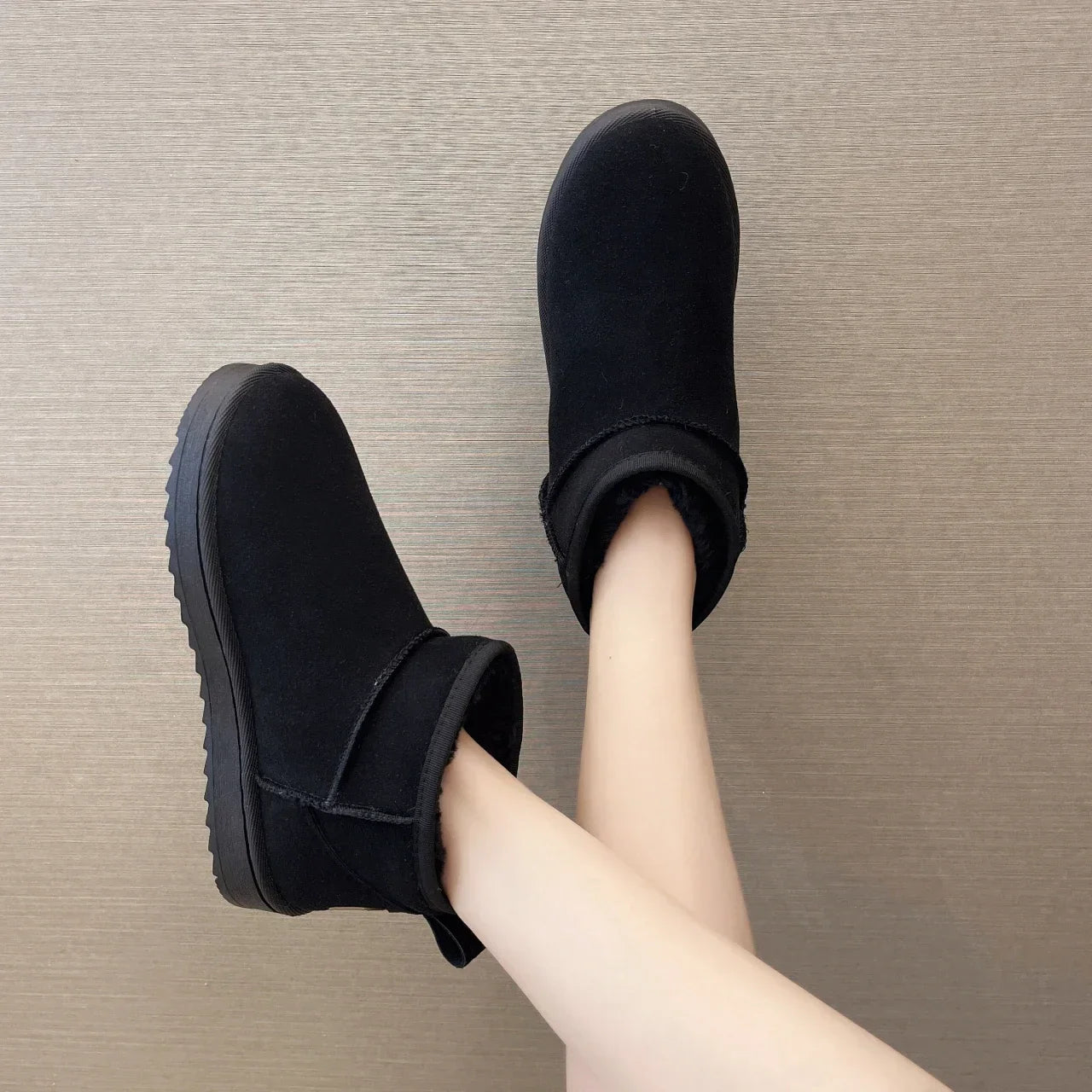 Women's Shoes Australian Boots Winter Footwear Round Toe Flat Heel Boots-Fashion Snow Low Ladies Ankle Cotton 36-42