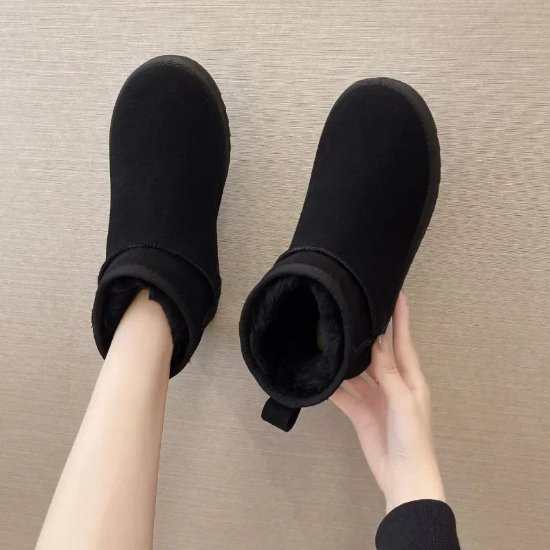 Women's Shoes Australian Boots Winter Footwear Round Toe Flat Heel Boots-Fashion Snow Low Ladies Ankle Cotton 36-42