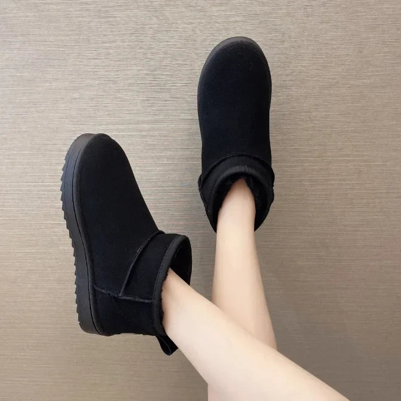 Women's Shoes Australian Boots Winter Footwear Round Toe Flat Heel Boots-Fashion Snow Low Ladies Ankle Cotton 36-42