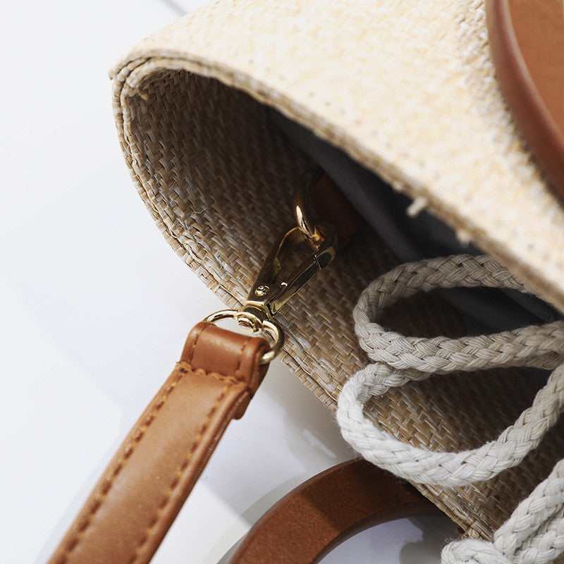 Wooden Ring Handle Tote Bag - 5 Colors