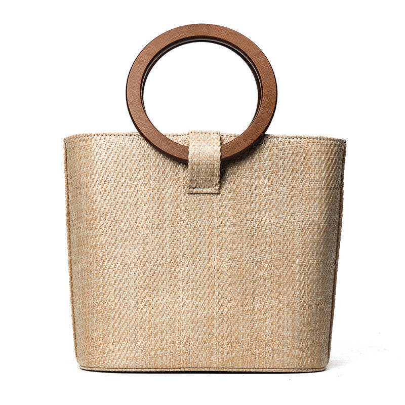 Wooden Ring Handle Tote Bag - 5 Colors