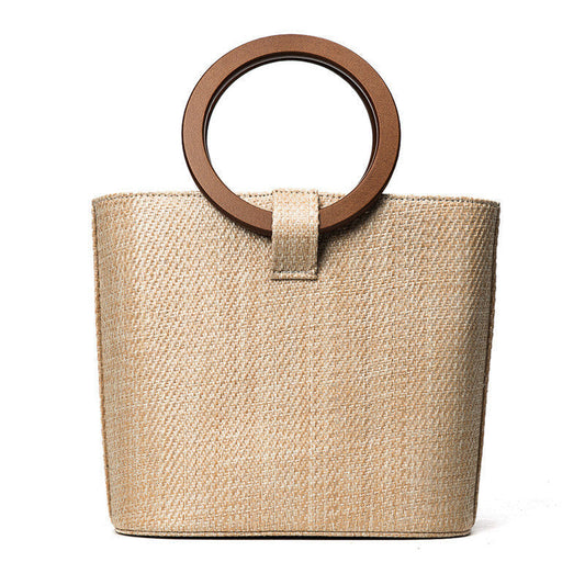Wooden Ring Handle Tote Bag - 5 Colors