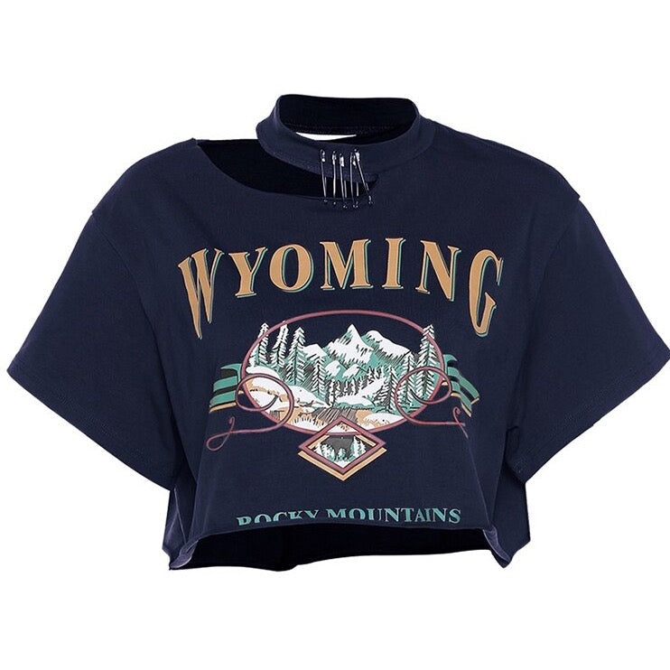 Wyoming Gothic Graphic Crop Tops - 4 Colors