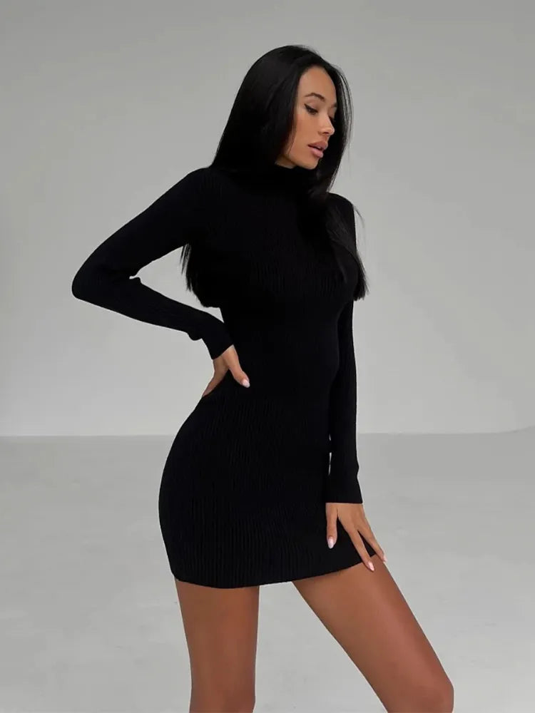 Black Party Evening Dresses for Spring Long Sleeve Bodycon Dress