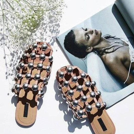 Xena Metal Studs Cage Slippers - 4 Colors