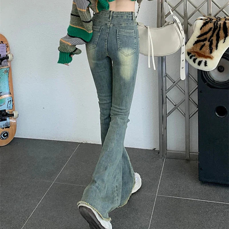 Vintage Washed Flare Skinny Jeans