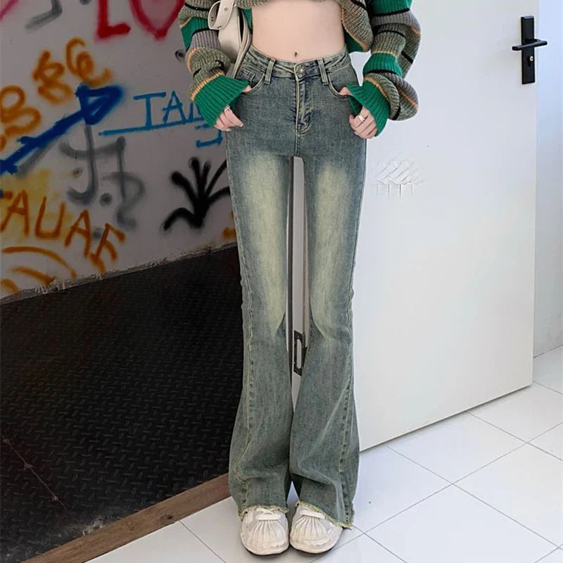 Vintage Washed Flare Skinny Jeans