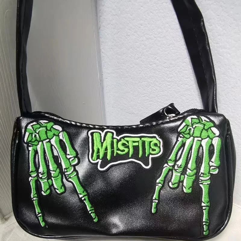 Y2K Gothic Letter Skull Hip-Hop Shoulder Bag Street Trendy Tote Bag