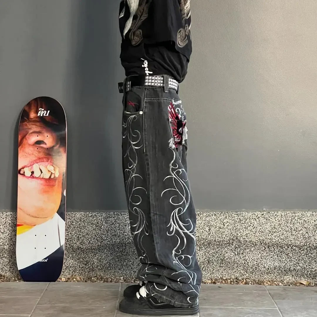 Y2K Streetwear Baggy Jeans Men Hip Hop Vintage Wide Leg Pants
