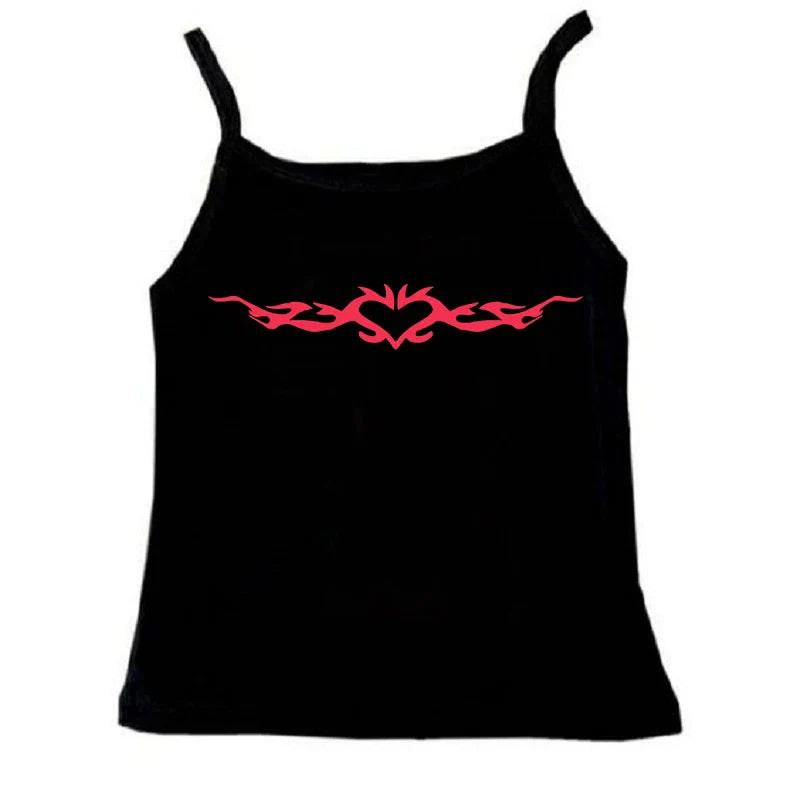 Y2k Gothic Graphic Letter Print Casual Grunge 90s Streetwear Slim Crop Top