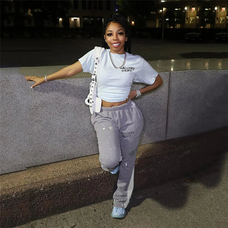 Y2K Style Fitness  Trendy Loose Casual Letter Design Sweatpants