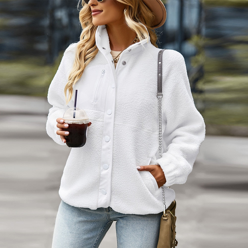 Turn Down Collar Patchwork Jacket