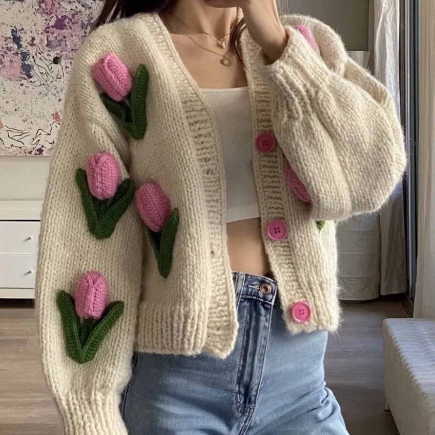 Yanna Chunky Knit Tulip Cardigans - 2 Colors