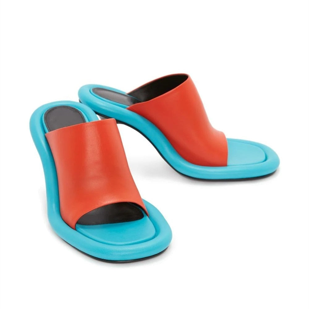 Yareli Color Contrast Pipe Edge Mule Sandals
