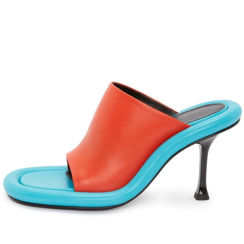 Yareli Color Contrast Pipe Edge Mule Sandals