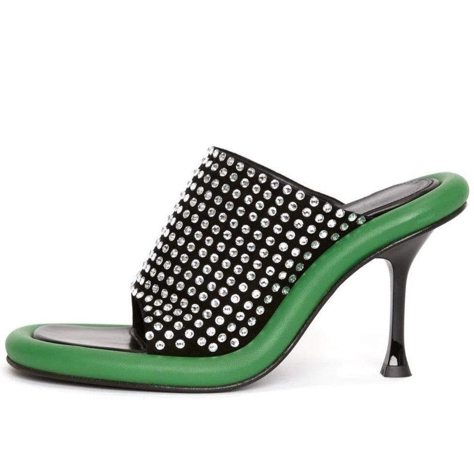 Yareli Color Contrast Pipe Edge Mule Sandals