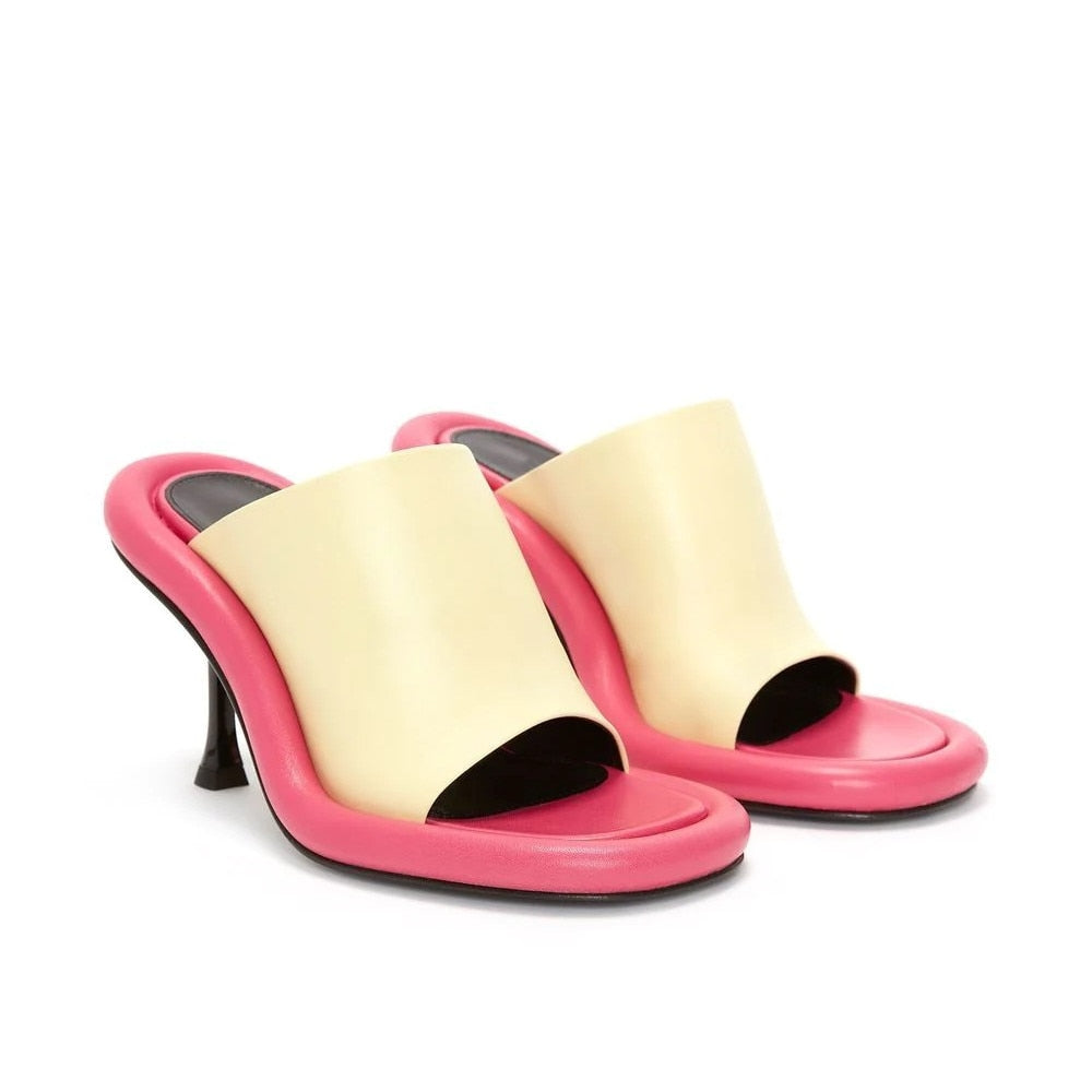 Yareli Color Contrast Pipe Edge Mule Sandals