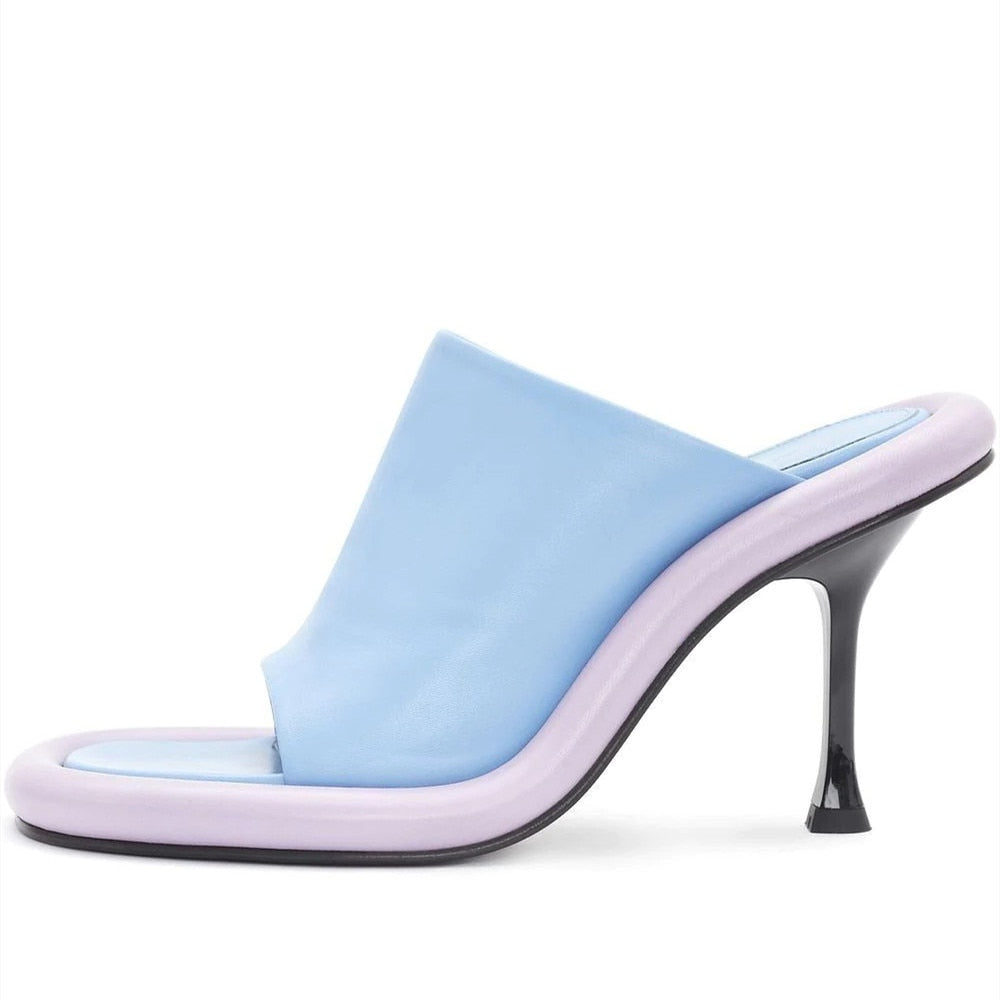 Yareli Color Contrast Pipe Edge Mule Sandals