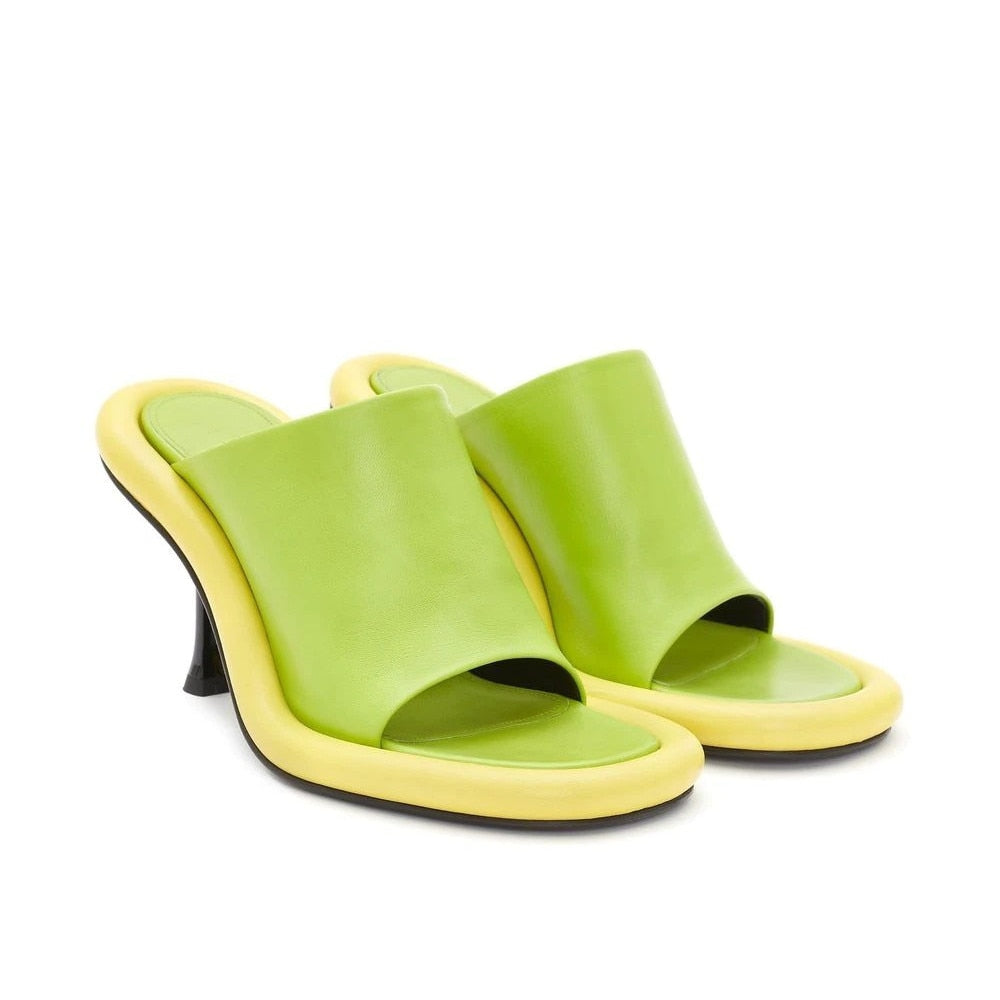 Yareli Color Contrast Pipe Edge Mule Sandals