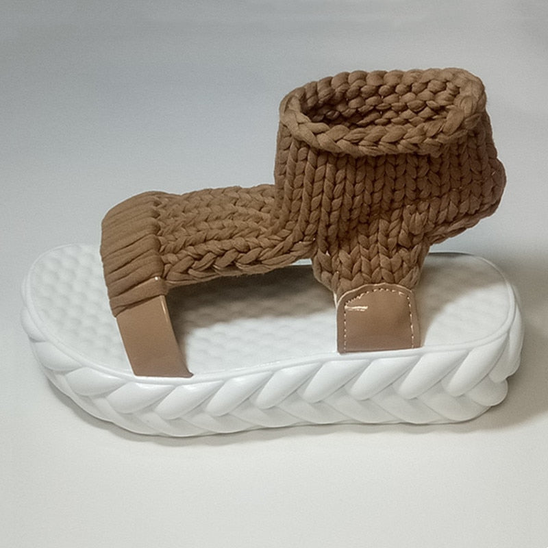 Yetia Chunky Knit Upper Gladiator Slippers