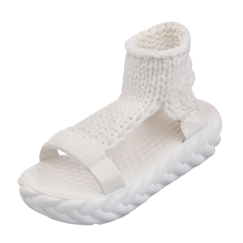 Yetia Chunky Knit Upper Gladiator Slippers