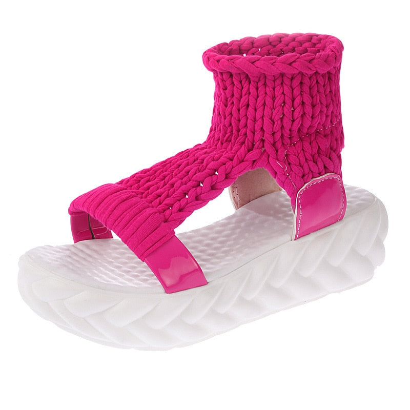 Yetia Chunky Knit Upper Gladiator Slippers