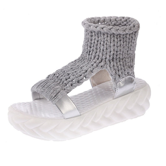 Yetia Chunky Knit Upper Gladiator Slippers