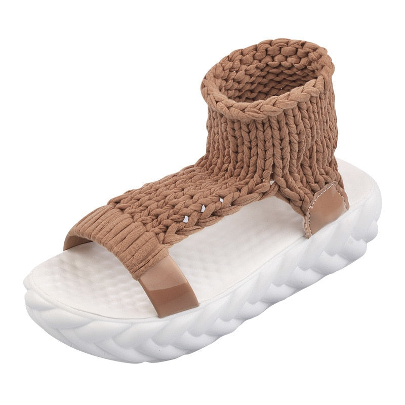Yetia Chunky Knit Upper Gladiator Slippers