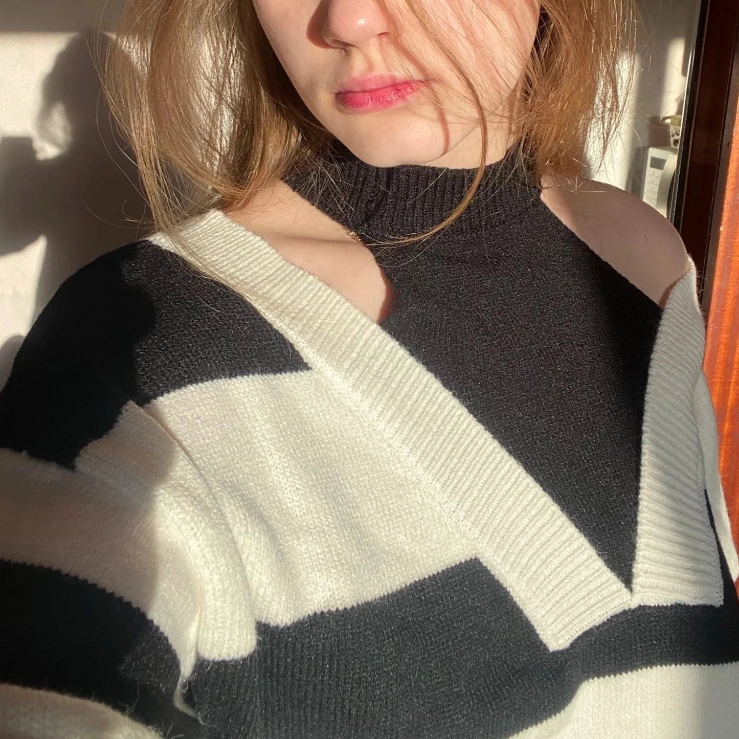 Yria Striped Off The Shoulder Knit Top