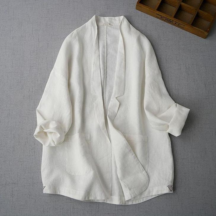 Yuko Causal Cotton Linen Oversized Blazer - 2 Colors