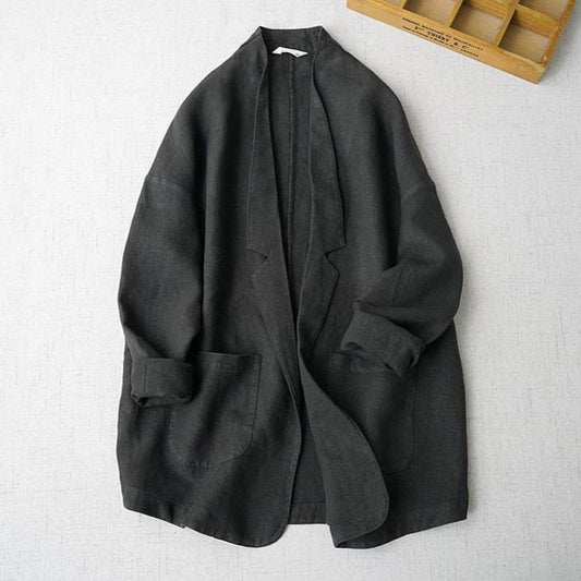 Yuko Causal Cotton Linen Oversized Blazer - 2 Colors