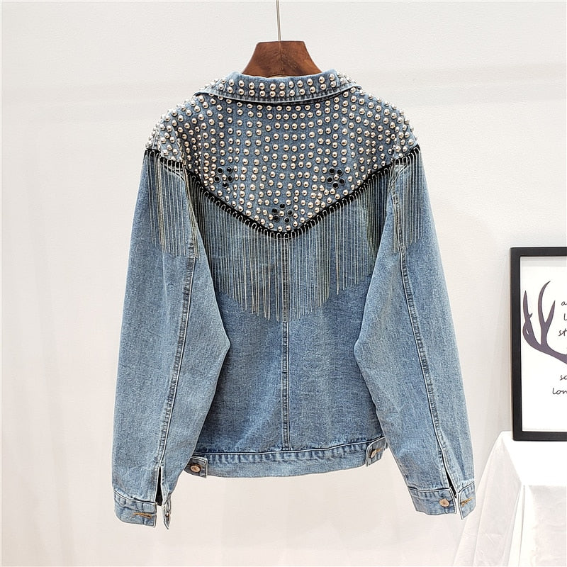 Zofia Rivets and Tassels Denim Jacket - 2 Colors