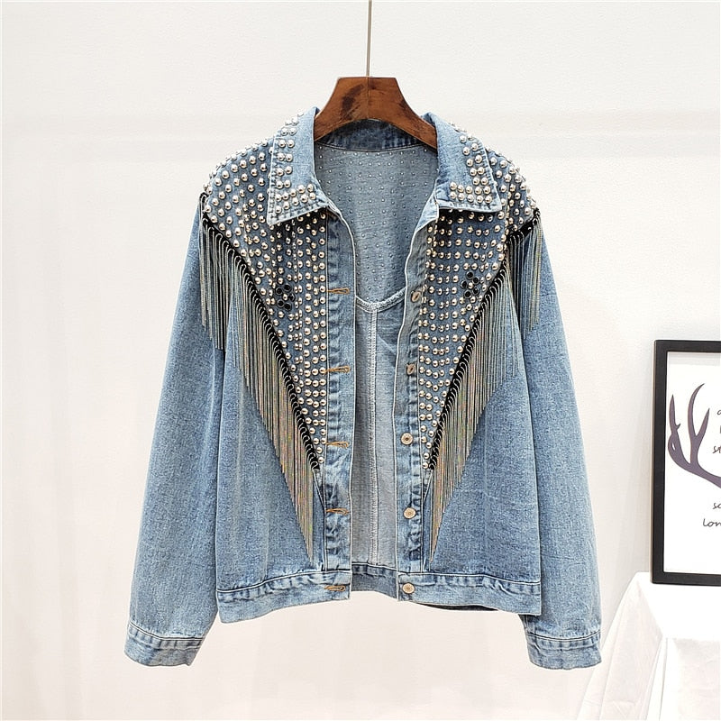 Zofia Rivets and Tassels Denim Jacket - 2 Colors