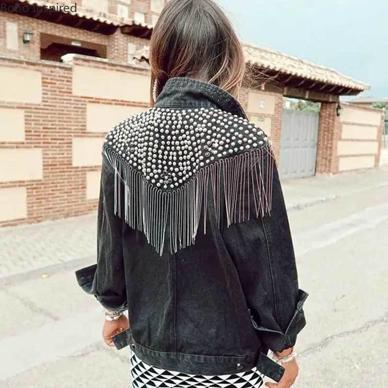 Zofia Rivets and Tassels Denim Jacket - 2 Colors