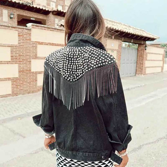 Zofia Rivets and Tassels Denim Jacket - 2 Colors