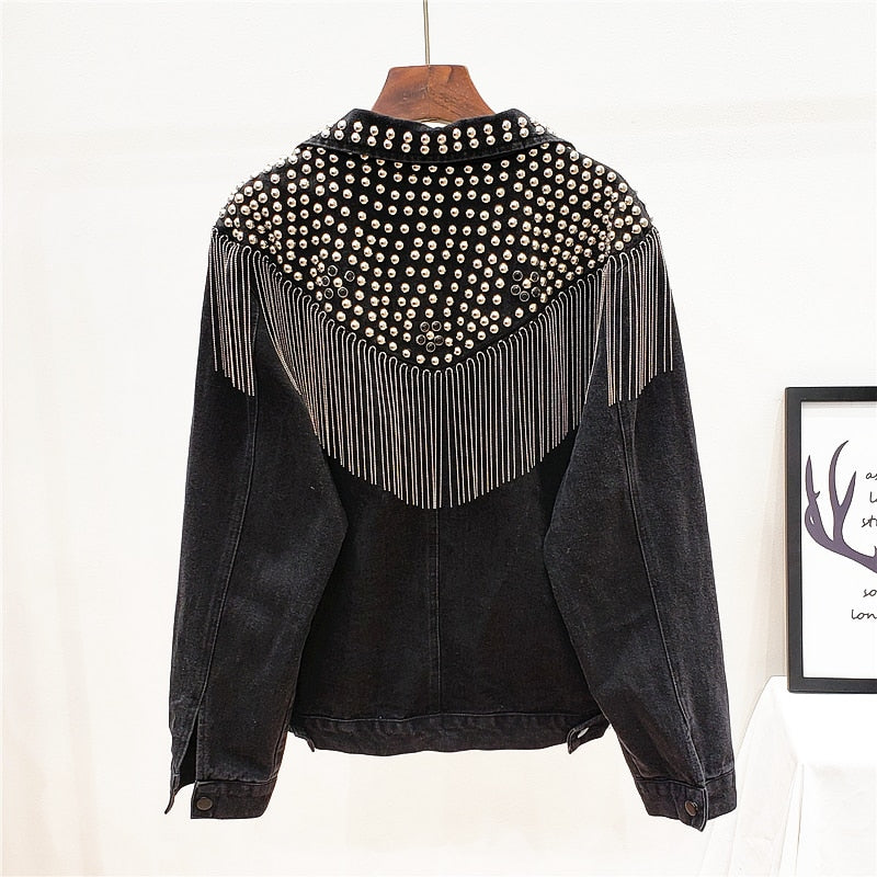 Zofia Rivets and Tassels Denim Jacket - 2 Colors