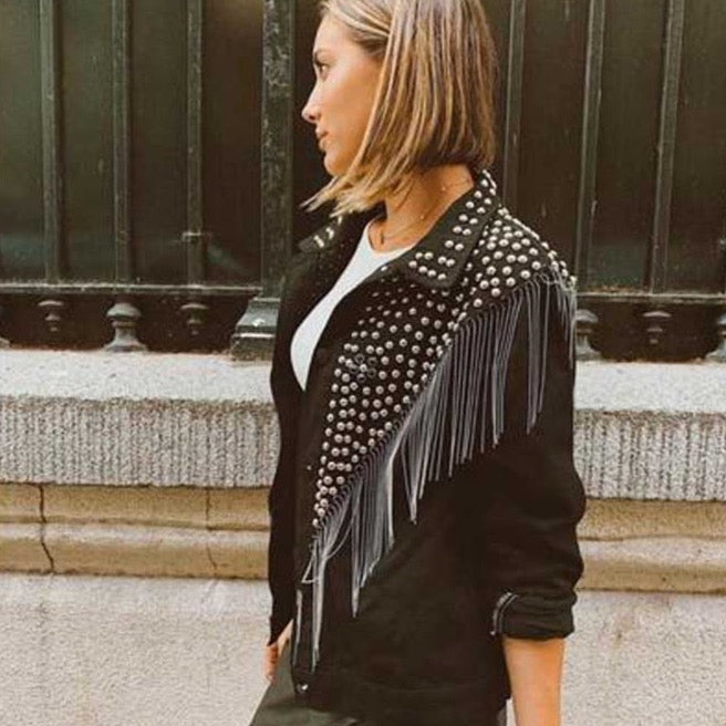 Zofia Rivets and Tassels Denim Jacket - 2 Colors