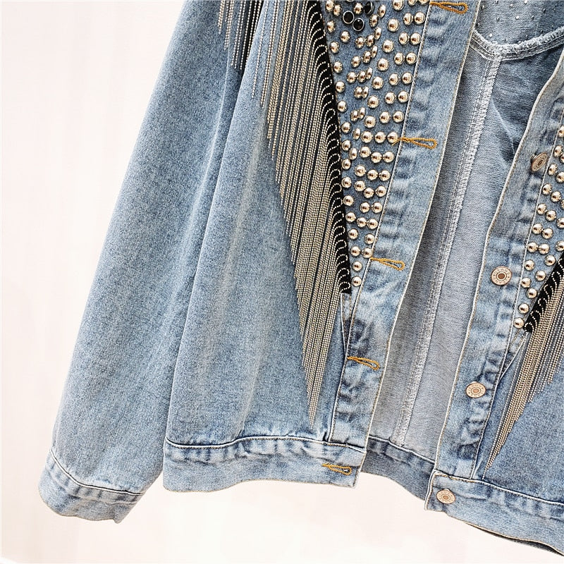 Zofia Rivets and Tassels Denim Jacket - 2 Colors