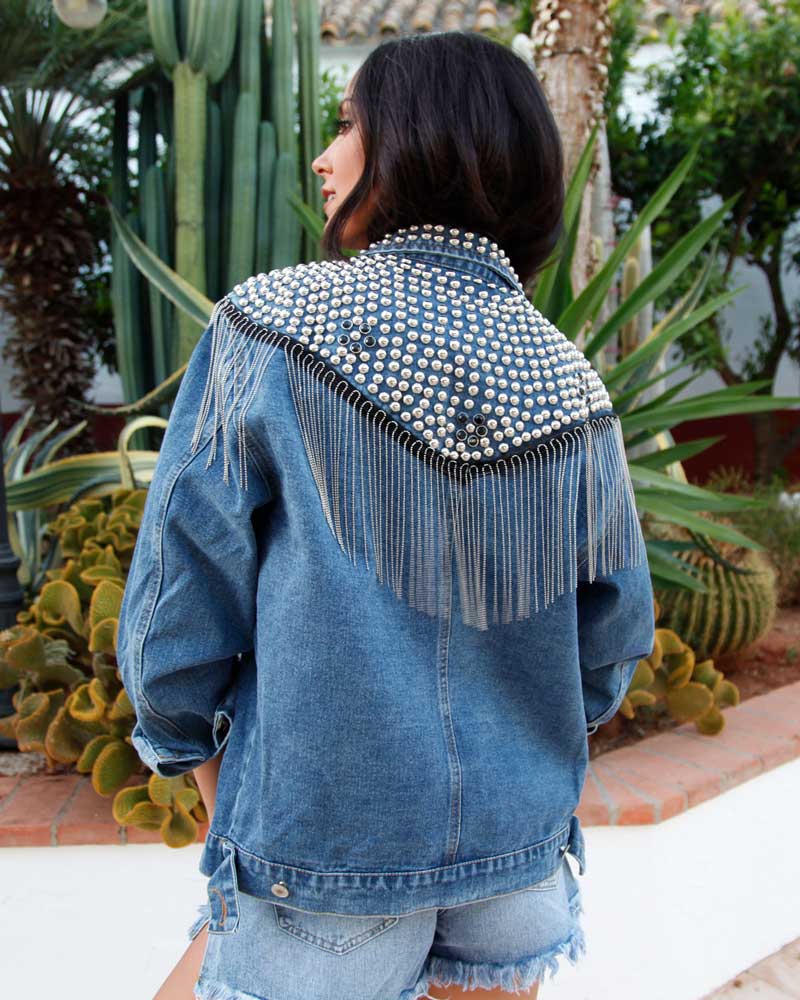 Zofia Rivets and Tassels Denim Jacket - 2 Colors