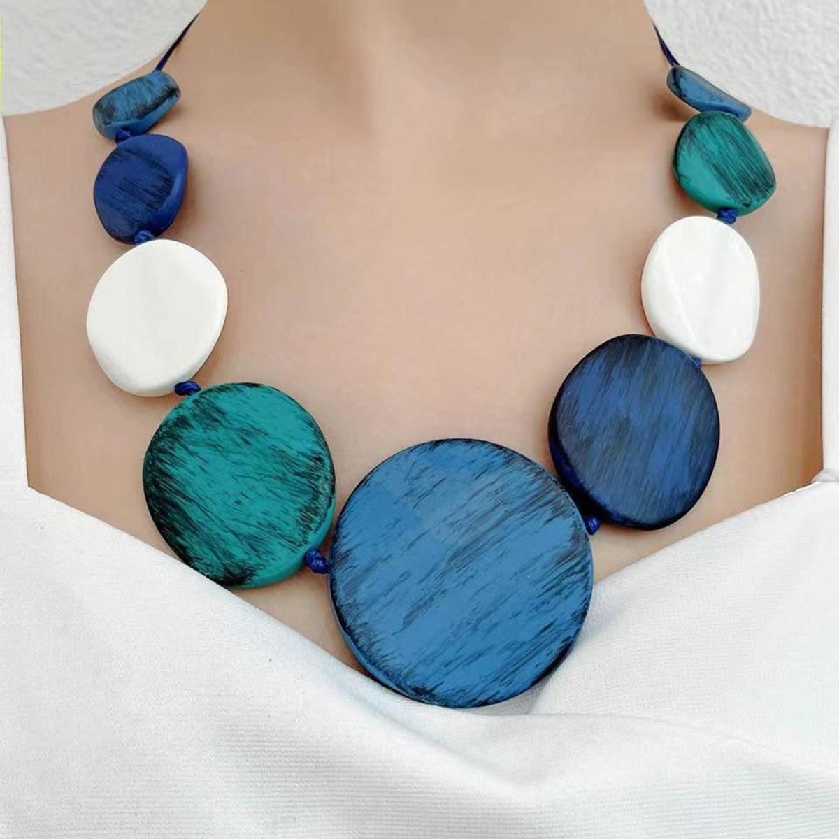 Zurah Colorful Circle Tribal Bib Necklaces - 6 Colors